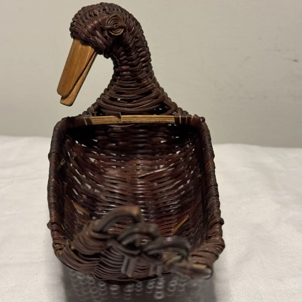 Ratan Wicker Turkey and Duck Baskets Vintage Tableware Decor Set  2 Thanksgiving